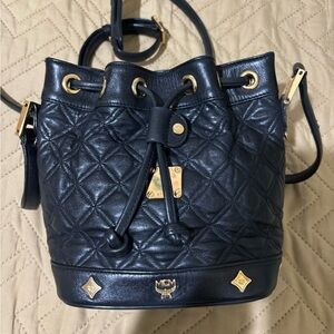 MCM Black Quilted Bucket Shoulder Bag